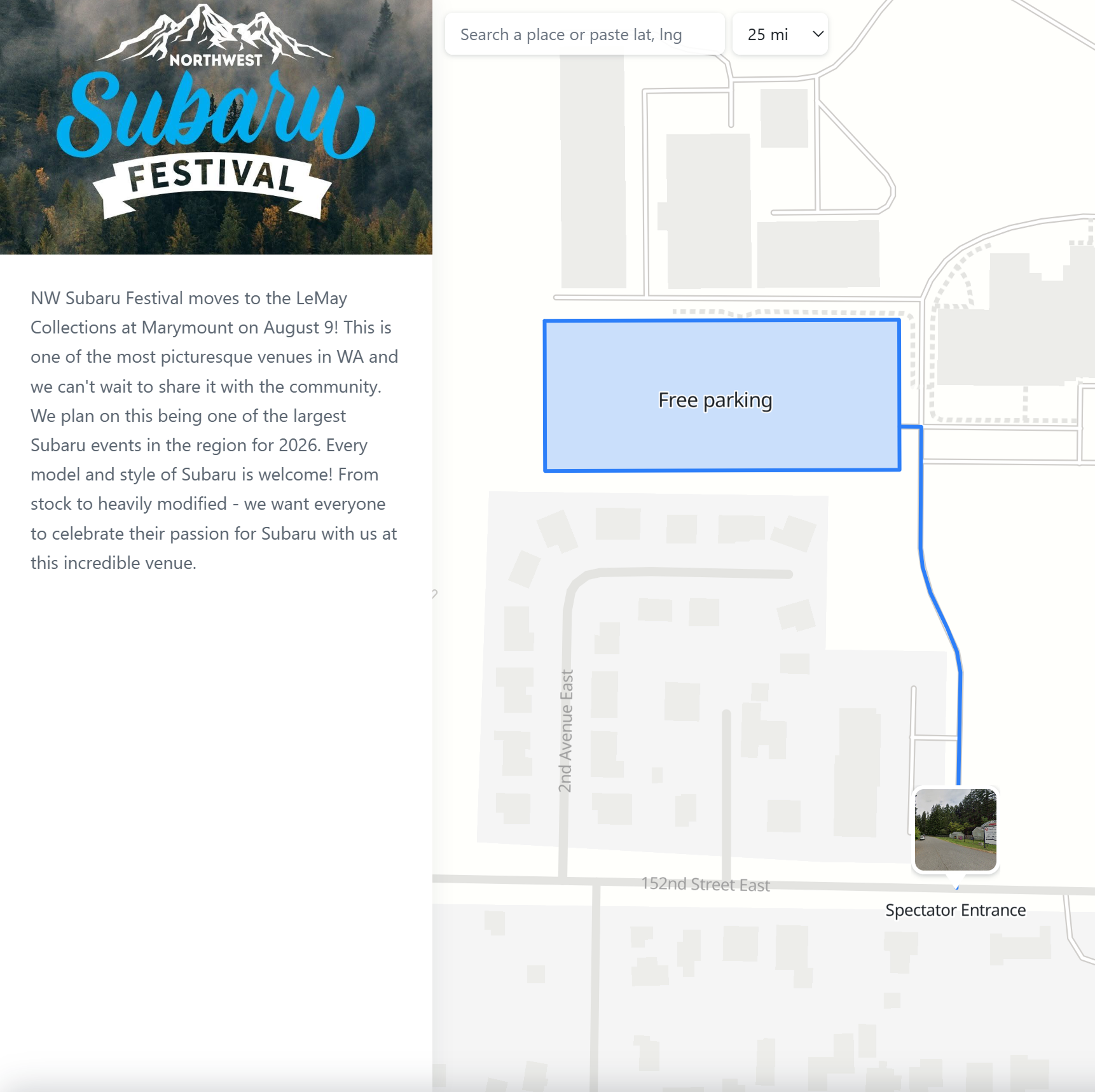 A published event map with the festival logo and description beside the map