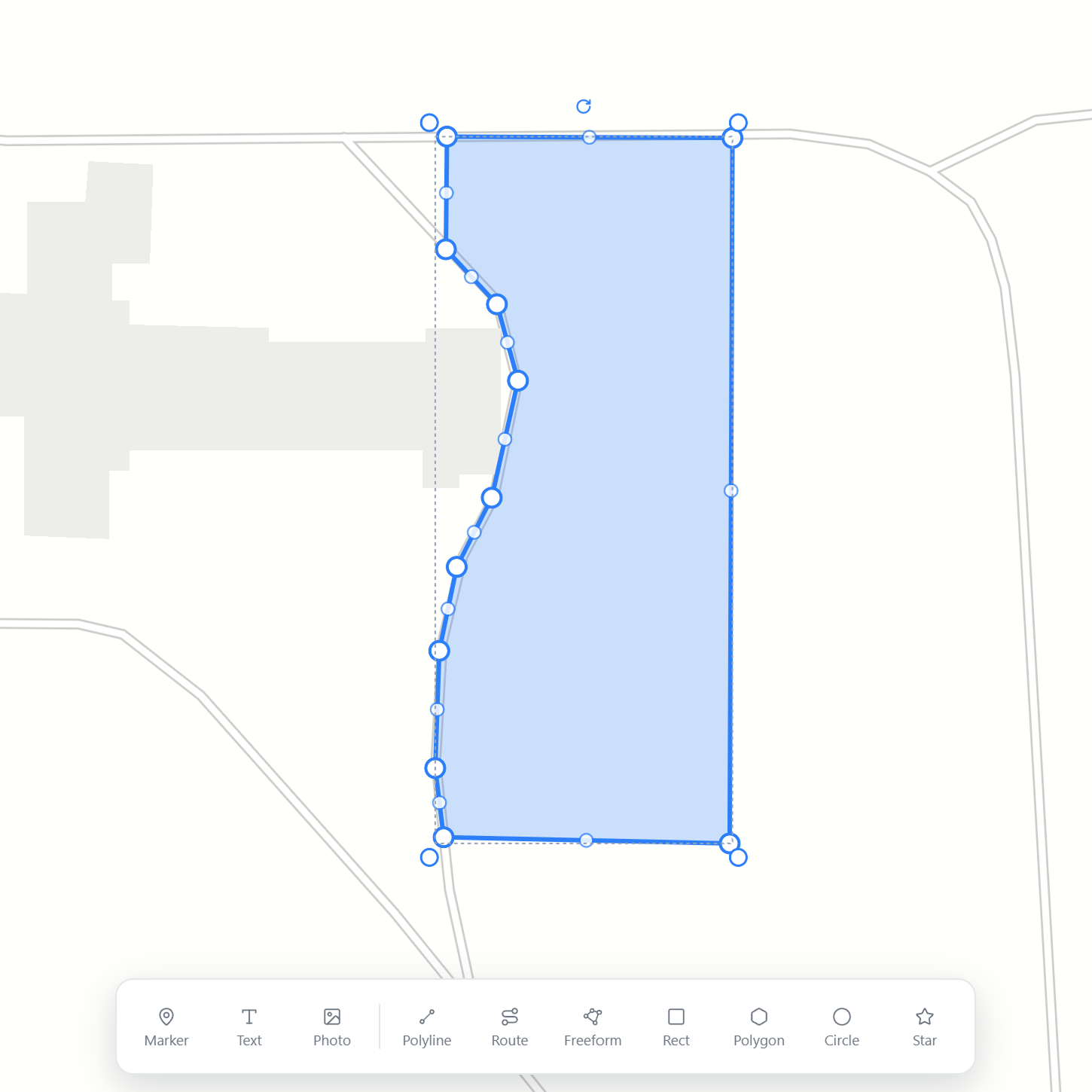 Rect and freeform zones for VIP parking, vendors, car show and stage, each in its own color