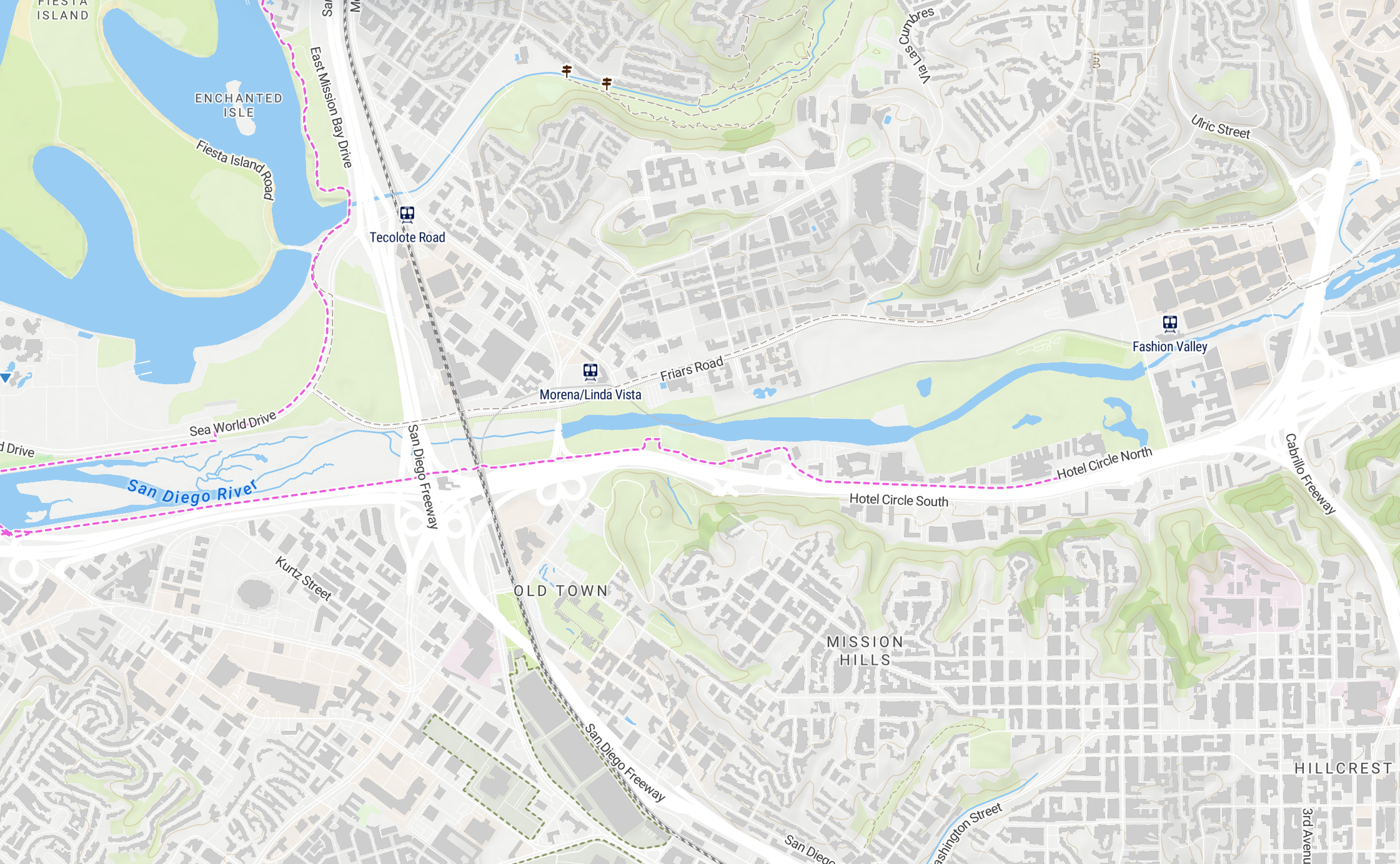 Terrain basemap with trails and contours